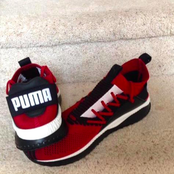 Puma Other - Puma Men Tsugi Jun Red Dahlia Black White Sneakers